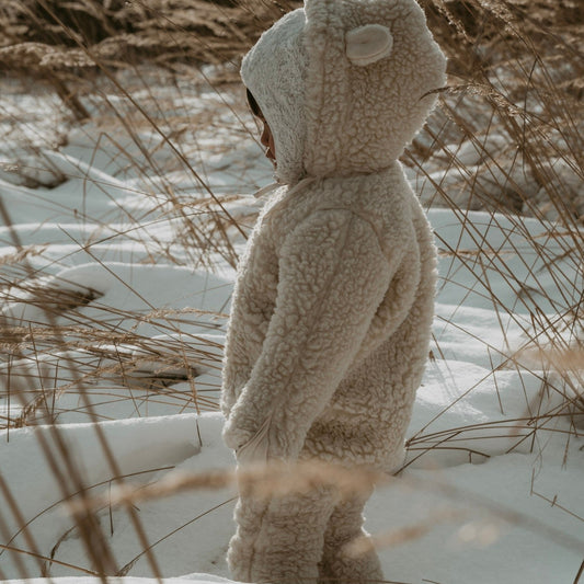 Teddy Anzug weiß Overall aus Teddystoff Schurwolle