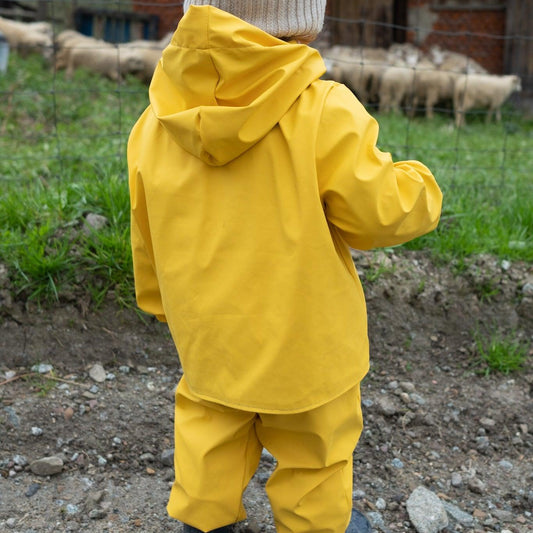 Regenjacke und Regenhose Gelb mit Merinowolle Futter-2