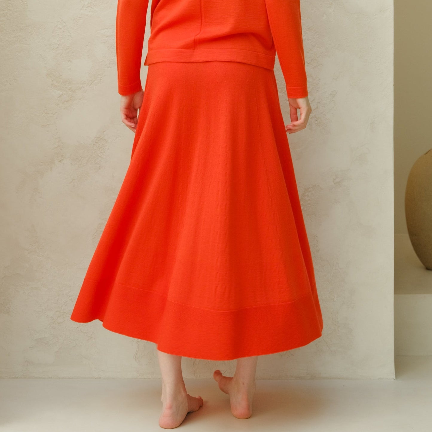 Extra Fine Merino Wool A-Line Skirt (3D-Knit)-5