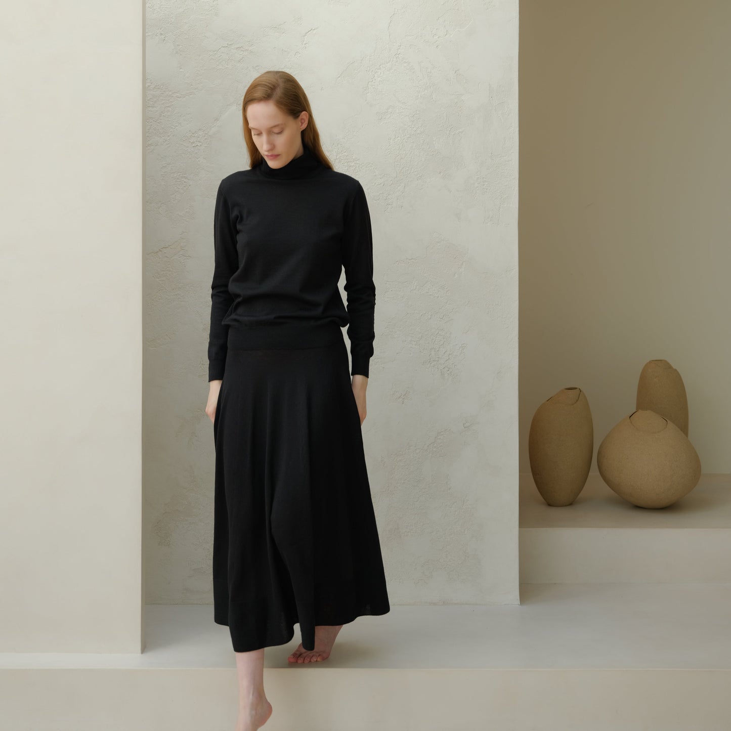 Extra Fine Merino Wool A-Line Skirt (3D-Knit)-6