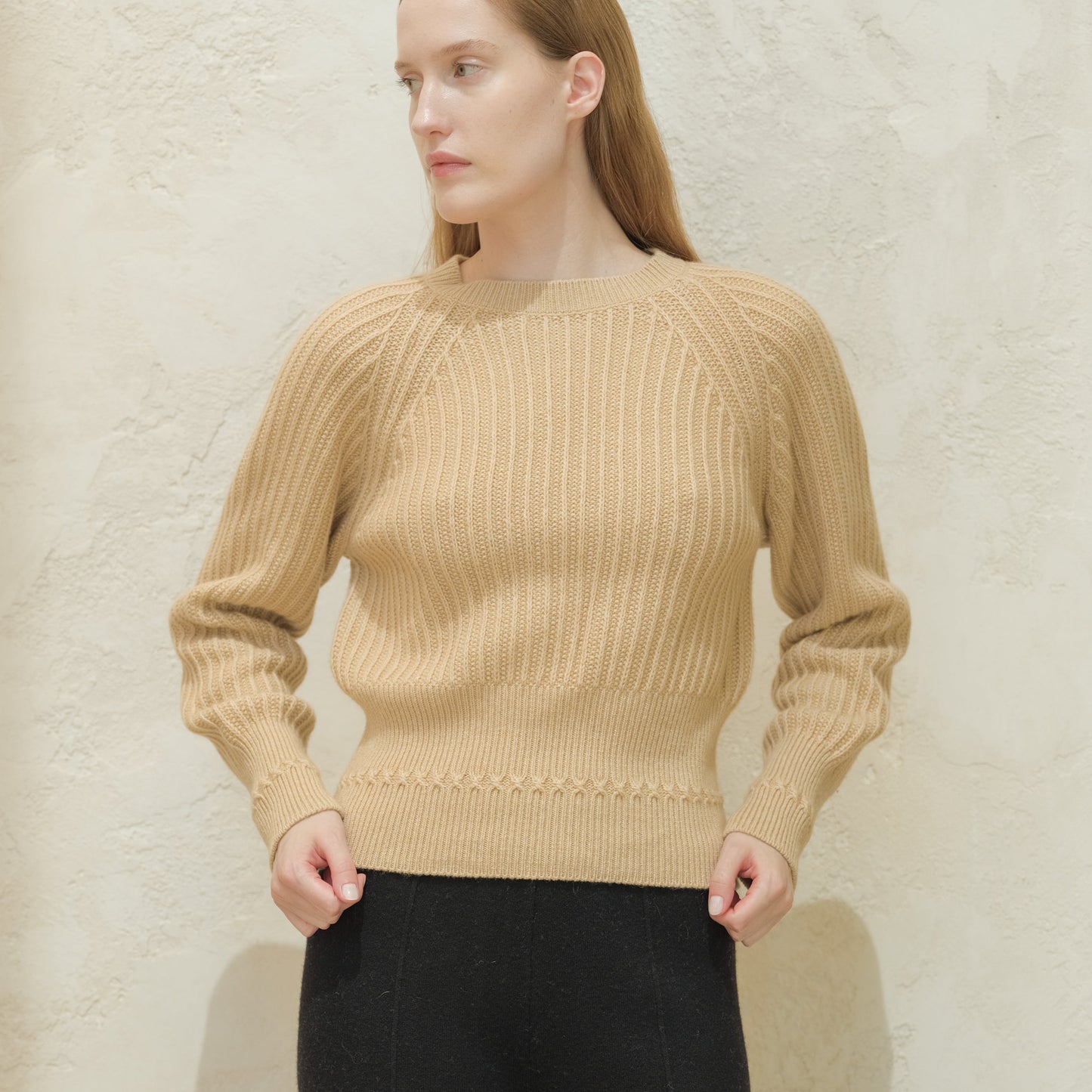 Cashmere Mix Crewneck Raglan Sweater-5