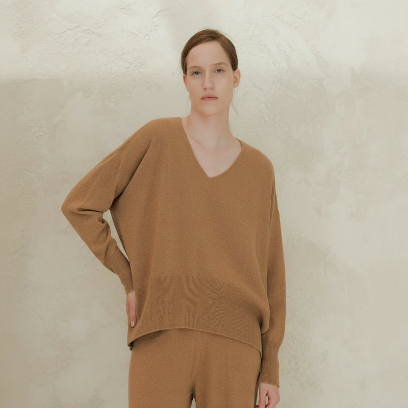 Cashmere Mix Maxi V-Neck Sweater-4