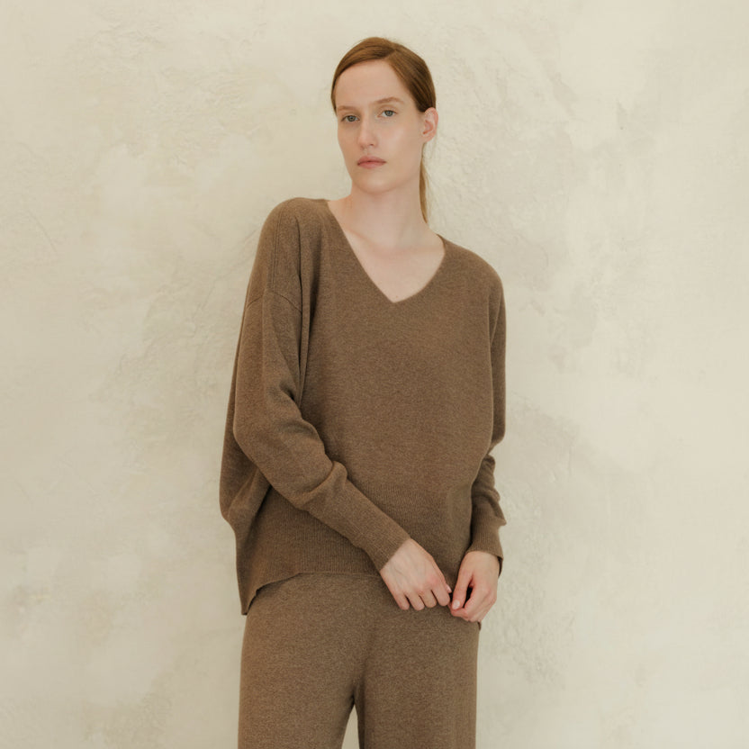 Cashmere Mix Maxi V-Neck Sweater-3