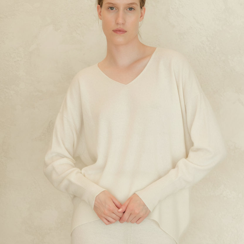 Cashmere Mix Maxi V-Neck Sweater-5