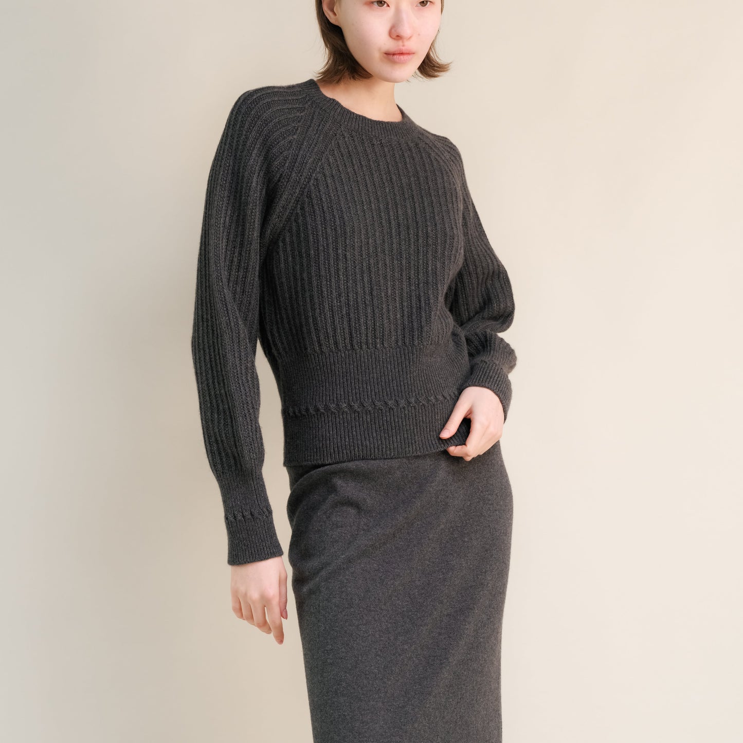 Cashmere Mix Crewneck Raglan Sweater-13