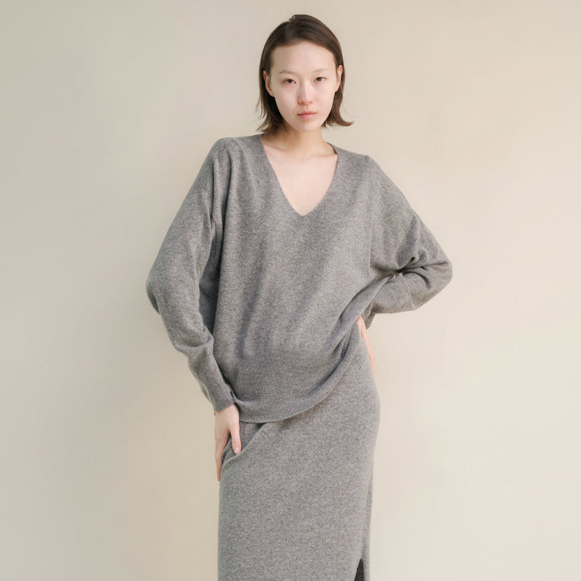 Cashmere Mix Maxi V-Neck Sweater-7
