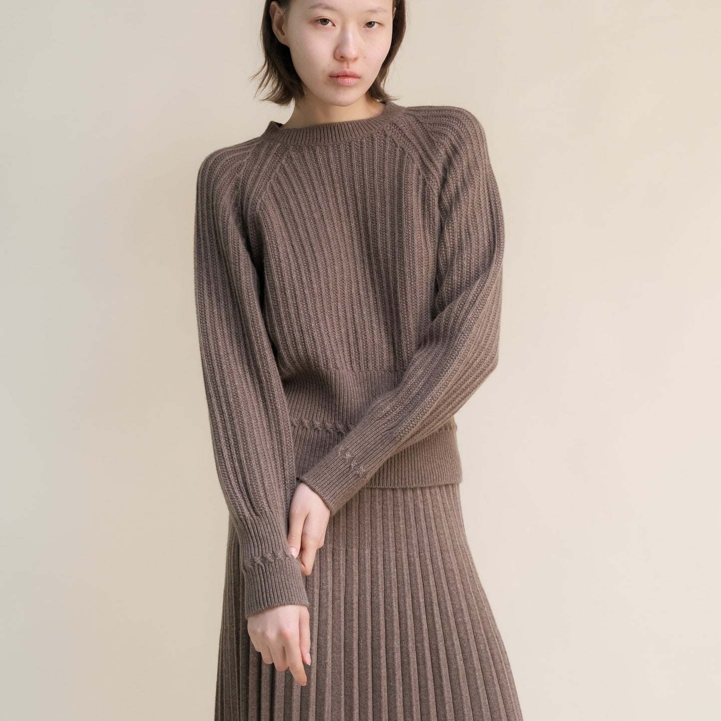 Cashmere Mix Crewneck Raglan Sweater-11