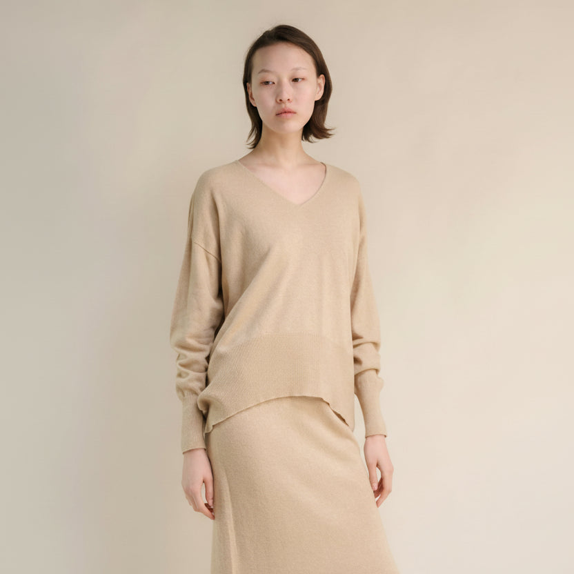 Cashmere Mix Maxi V-Neck Sweater-16