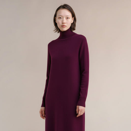Basic Kleid Damen Midikleid burgundy