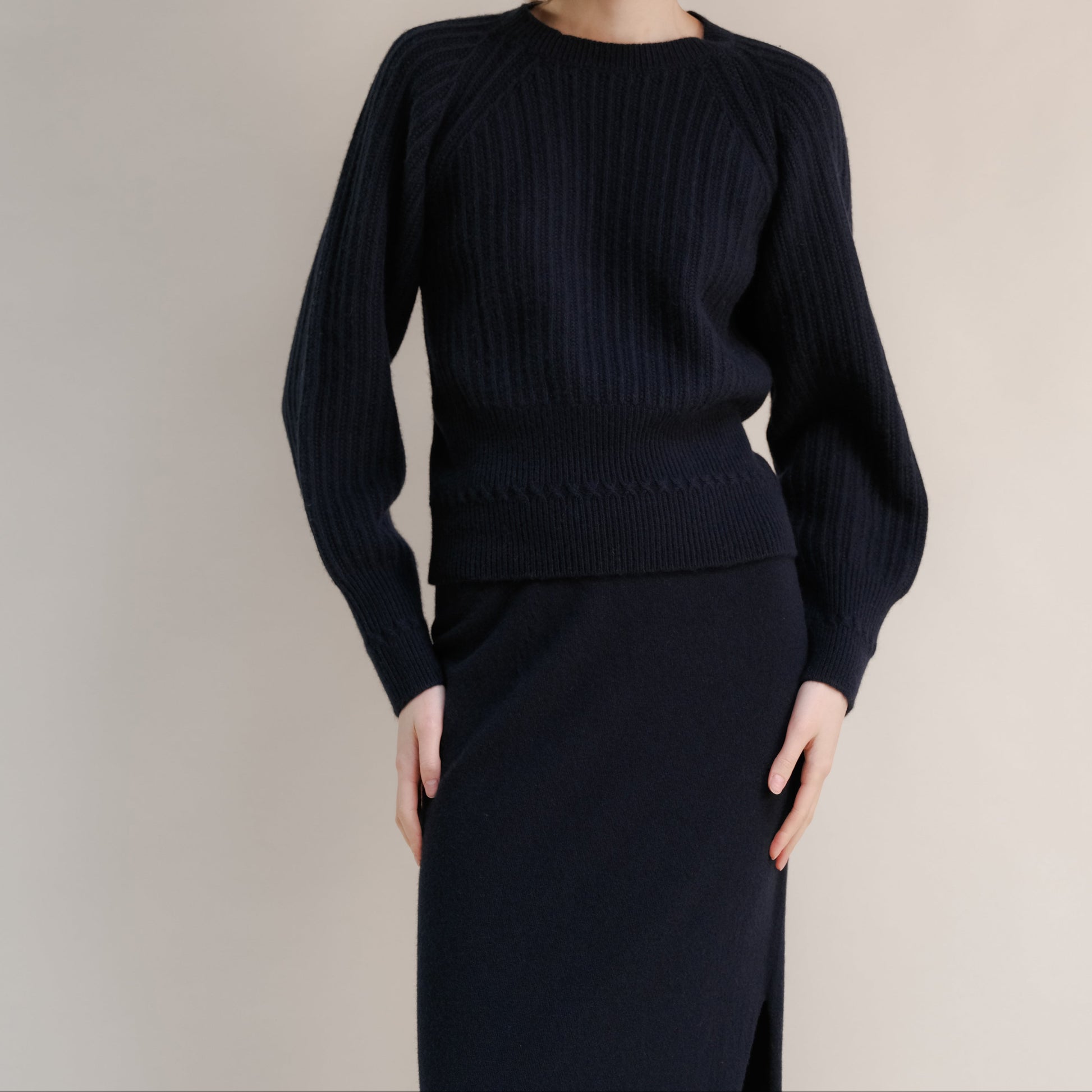 Cashmere Mix Crewneck Raglan Sweater-12