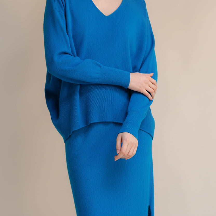 Cashmere Mix Maxi V-Neck Sweater-14