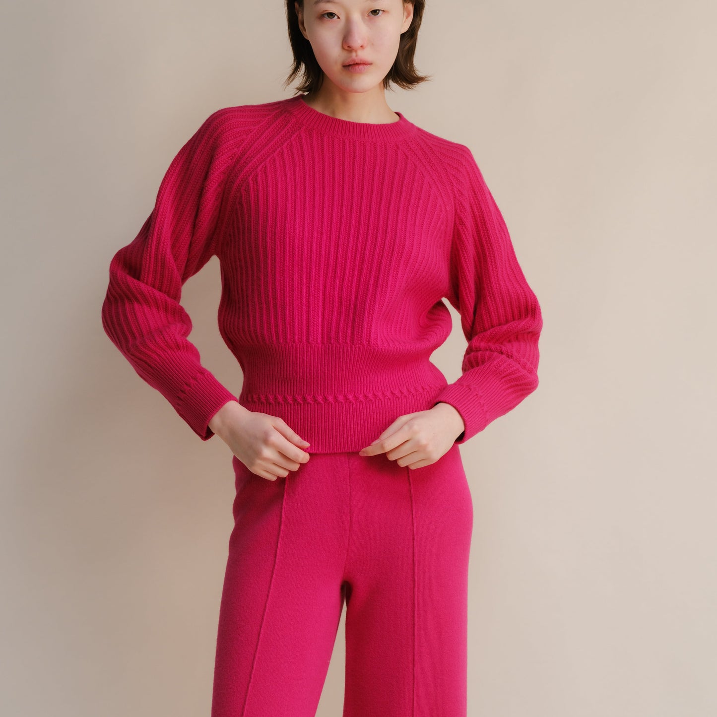 Cashmere Mix Crewneck Raglan Sweater-10