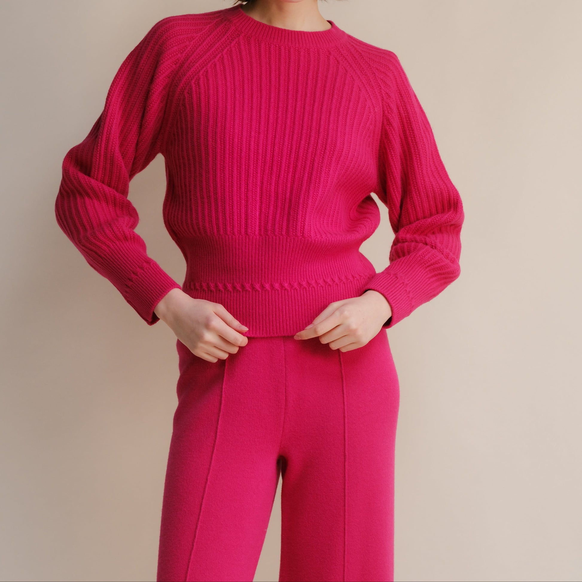 Damen Sweater Pullover Raglan  pink