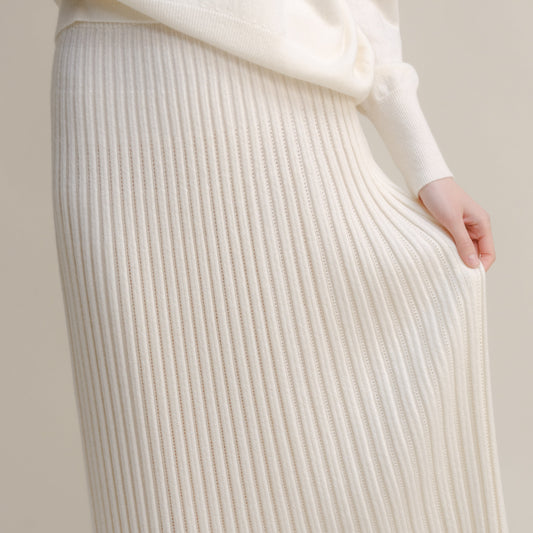 Cashmere Mix Perforated Skirt (3D-Knit)-7