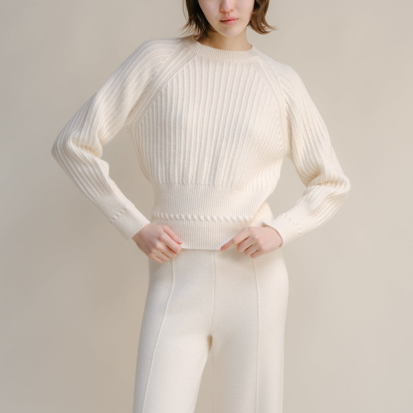 Cashmere Mix Crewneck Raglan Sweater-8