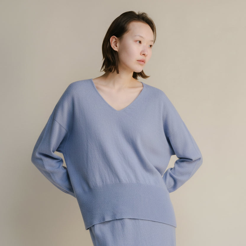 Cashmere Mix Maxi V-Neck Sweater-13