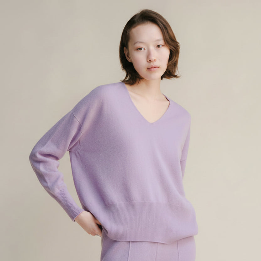 Cashmere Mix Maxi V-Neck Sweater-17