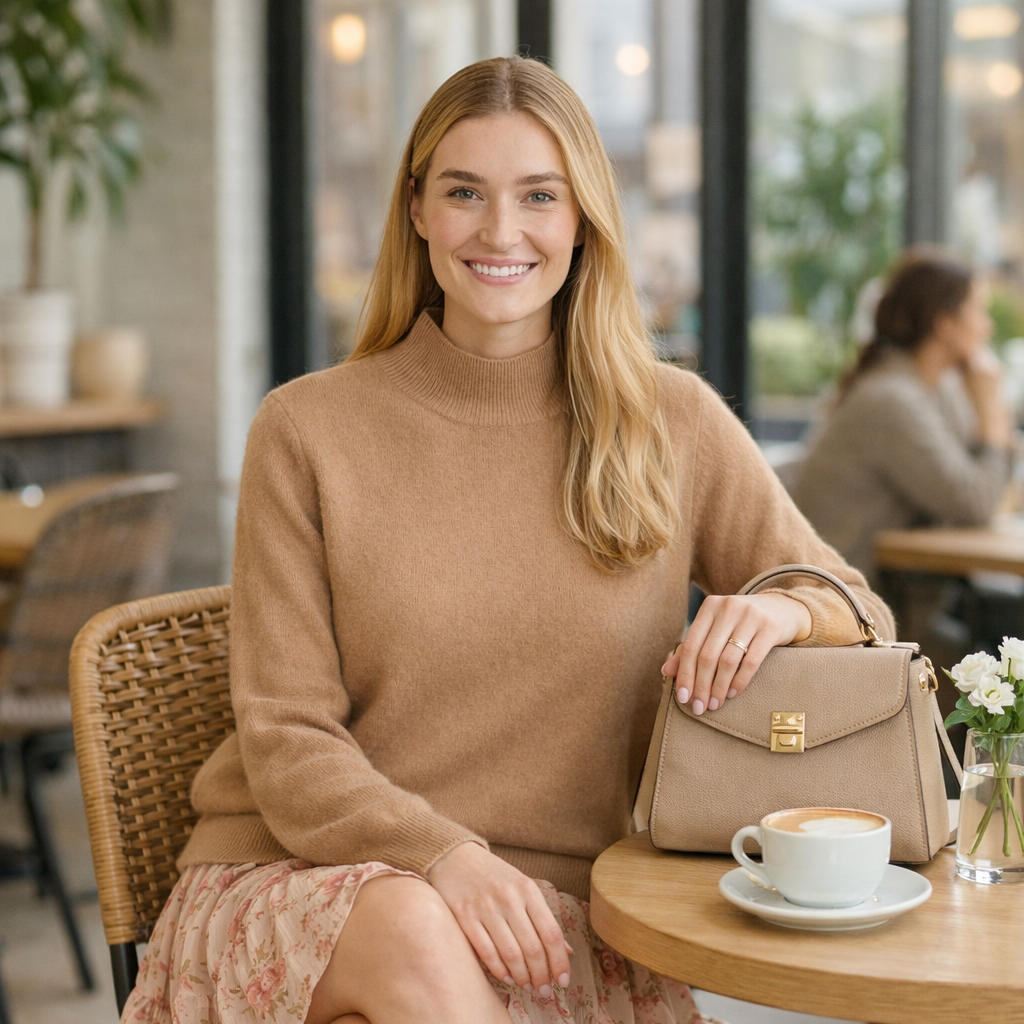 Kaschmir Pullover mit Stehkragen- Mia