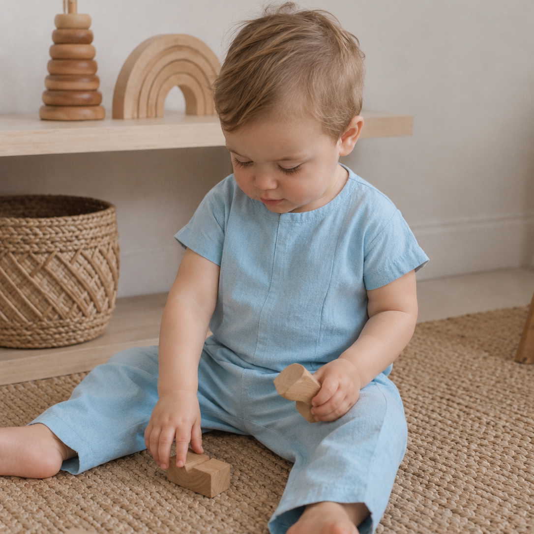 Ramie Kinder Set Blau – 100% Naturfaser