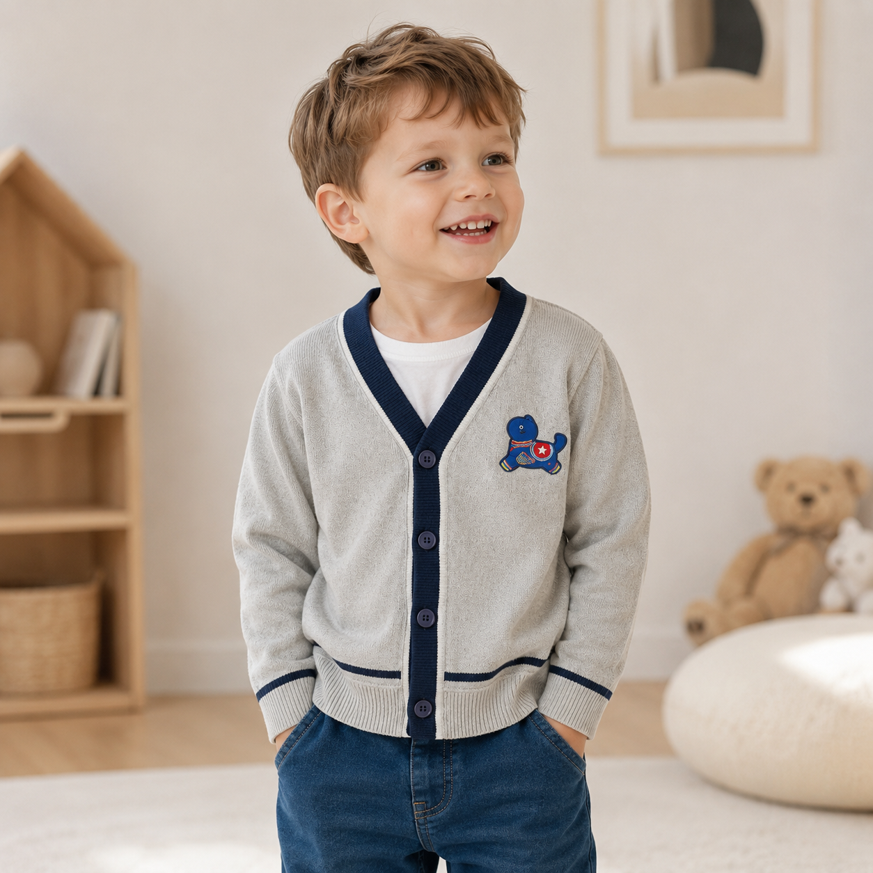 100% Baumwolle Strickjacke