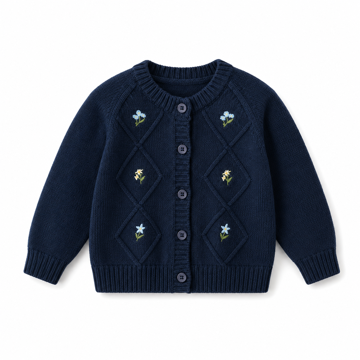 Baumwoll Strickjacke mit Blumenstickerei