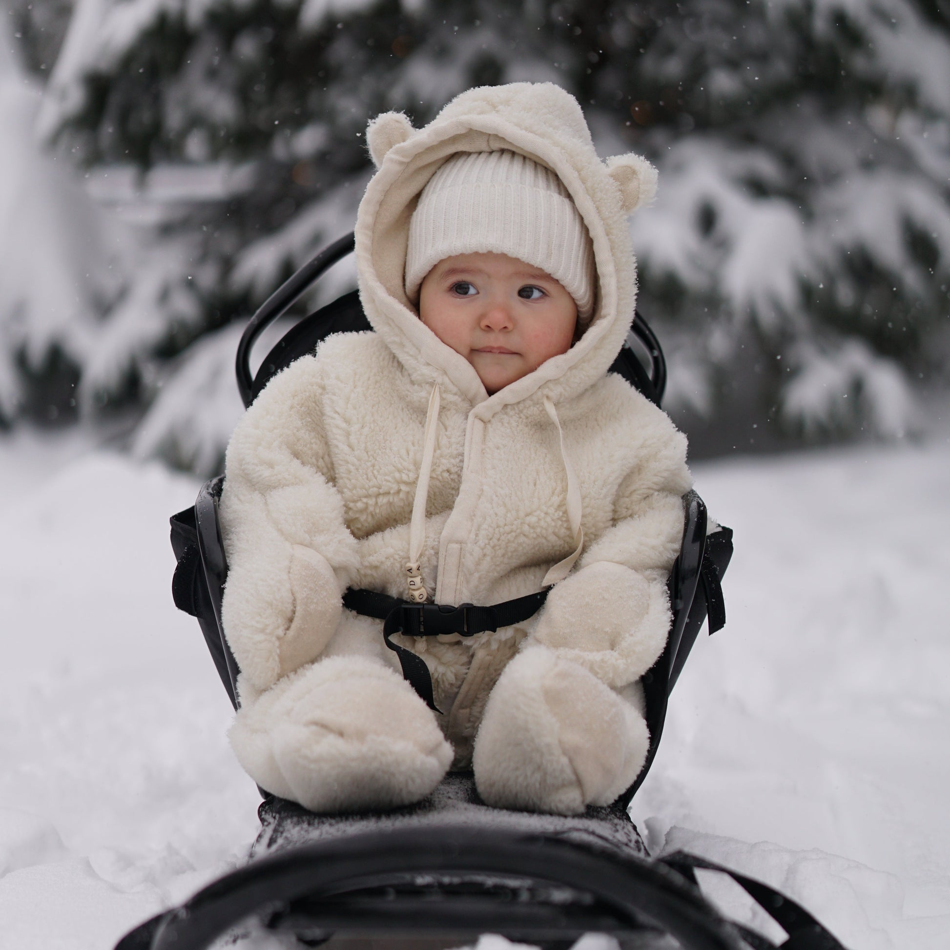 Baby/Kid Virgin Wool Overall - White-1