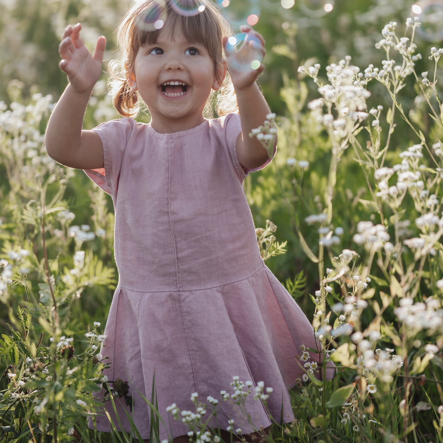 Ramie Baby/Kid Dress - Rosa-0