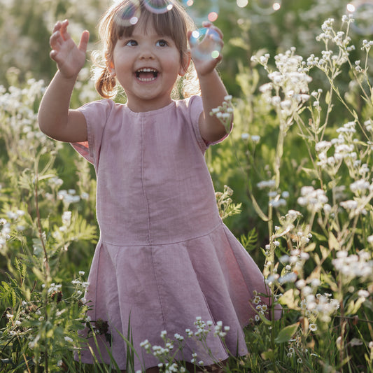 Ramie Baby/Kid Dress - Rosa-0