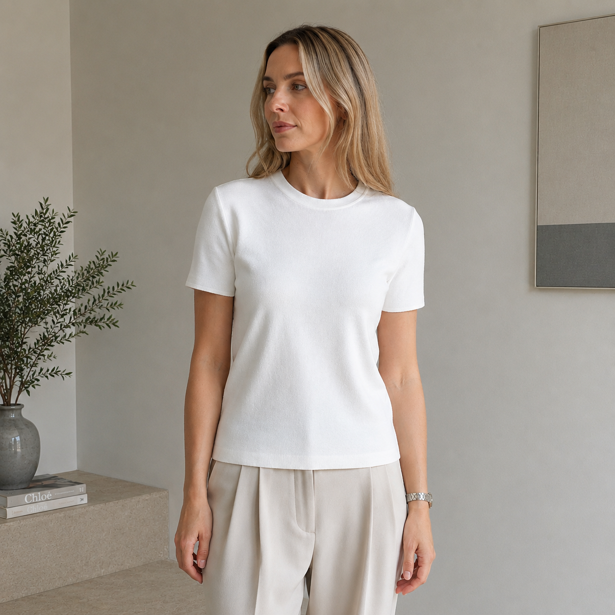 Basic Baumwoll-T-Shirt Jana