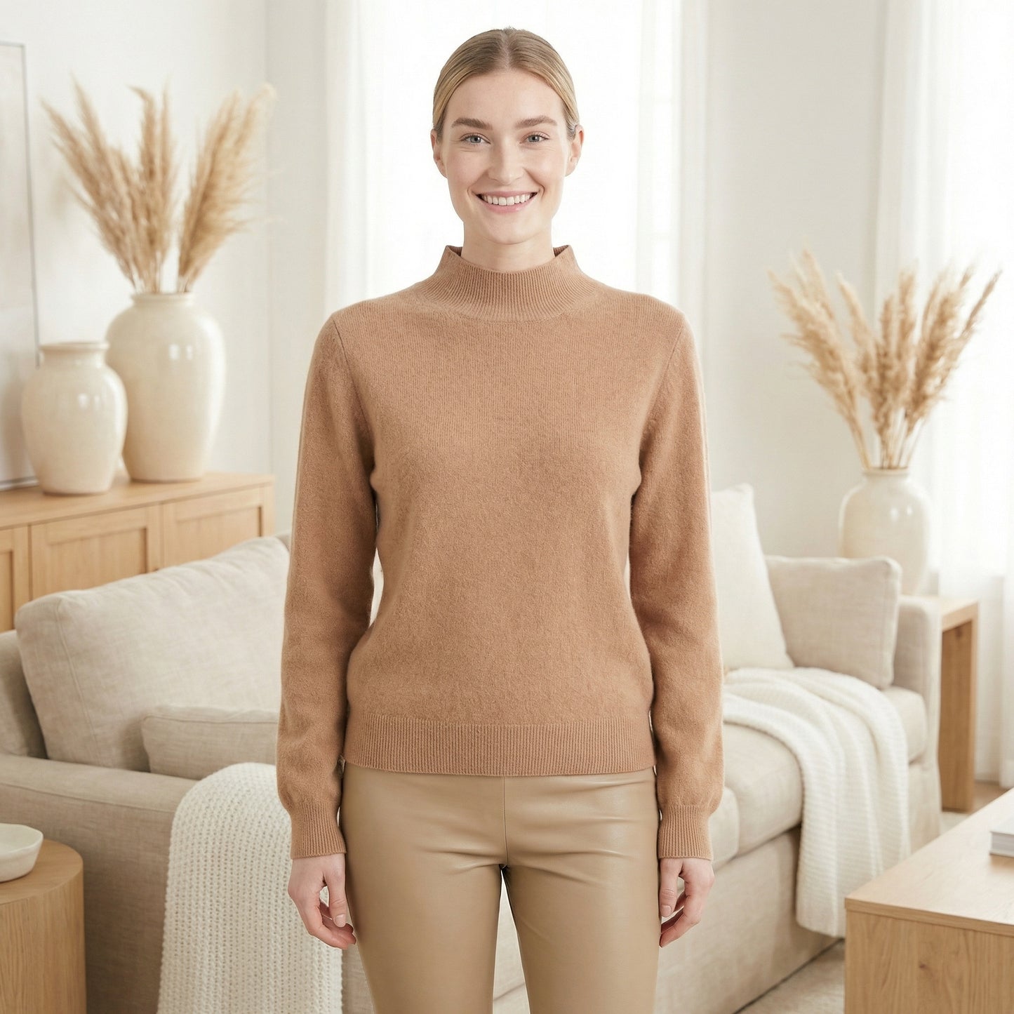 Kaschmir Pullover mit Stehkragen- Mia