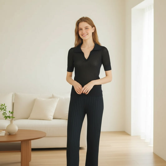 Baumwoll Poloshirt Damen Mikro-Pointelle Vale