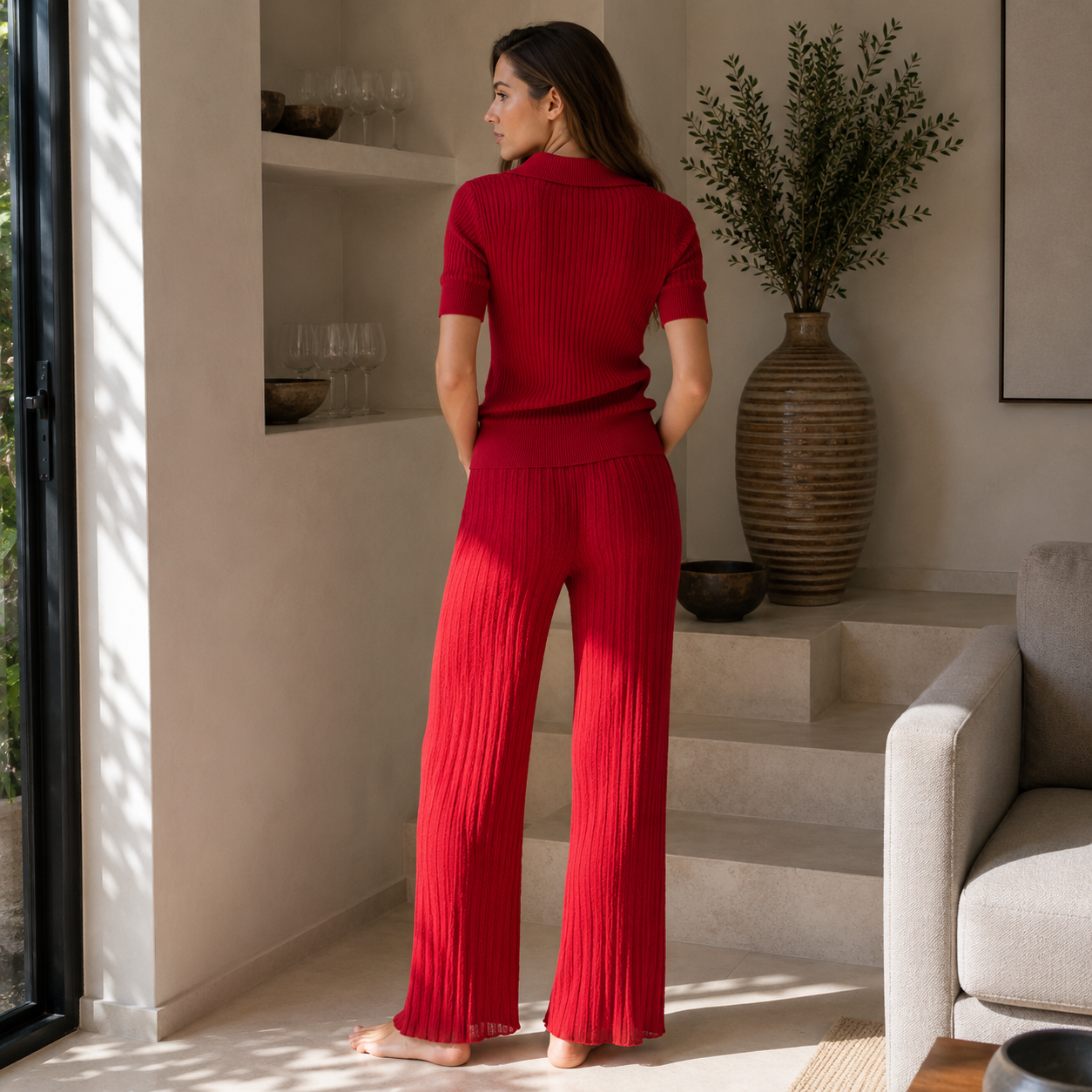 Leichte Hose aus Baumwolle mit Plissée- Lola