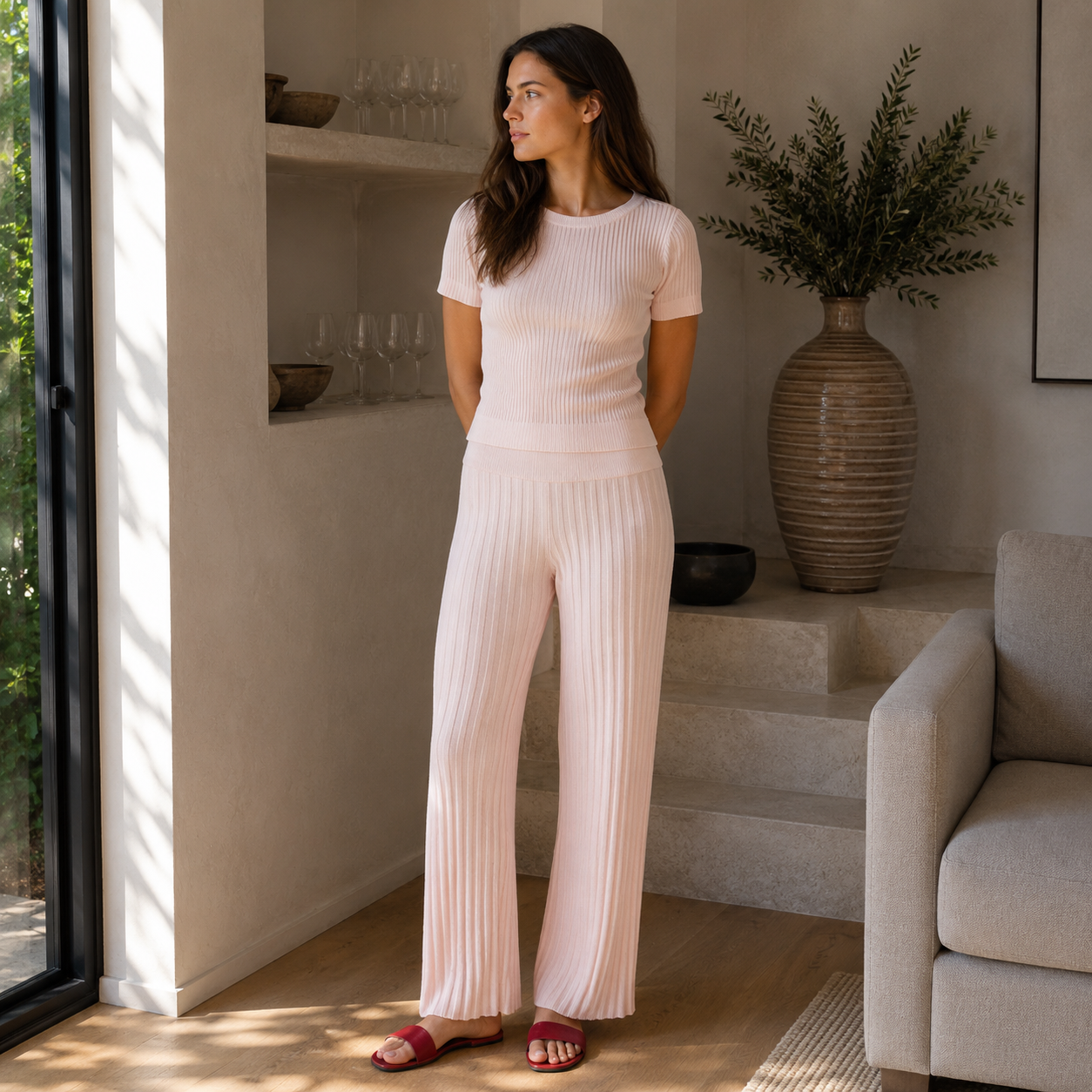 Leichte Hose aus Baumwolle mit Plissée- Lola