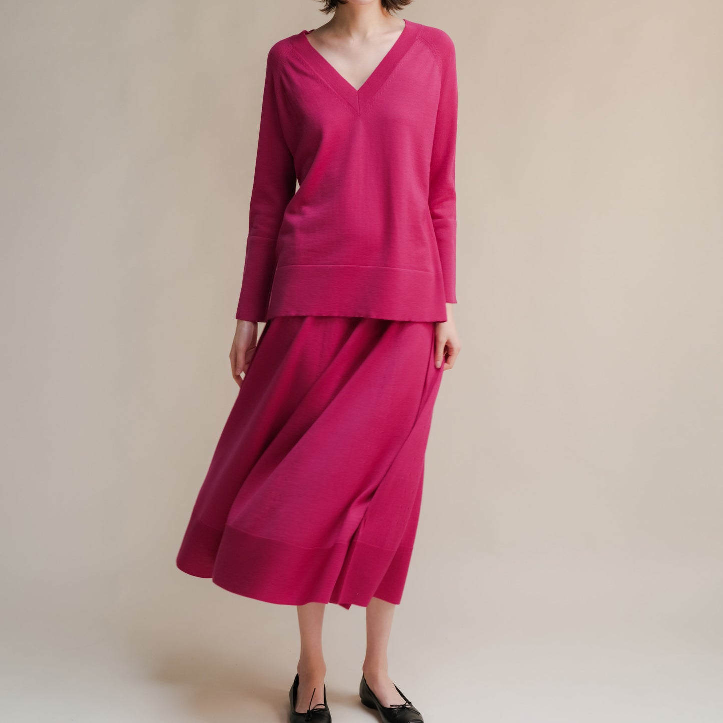 Extra Fine Merino Wool A-Line Skirt (3D-Knit)-13