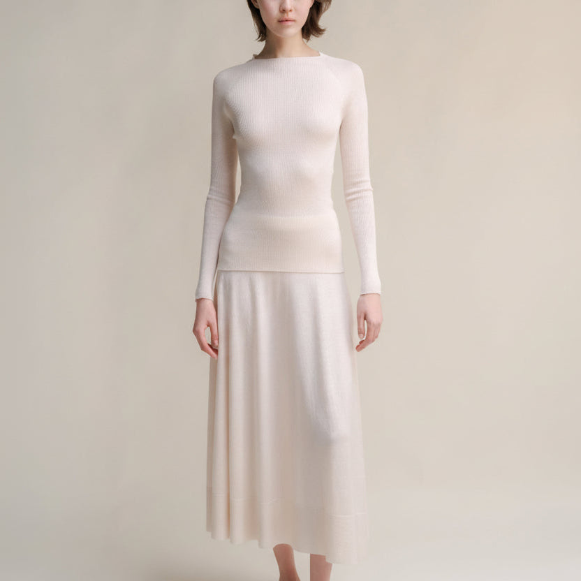 Extra Fine Merino Wool A-Line Skirt (3D-Knit)-12