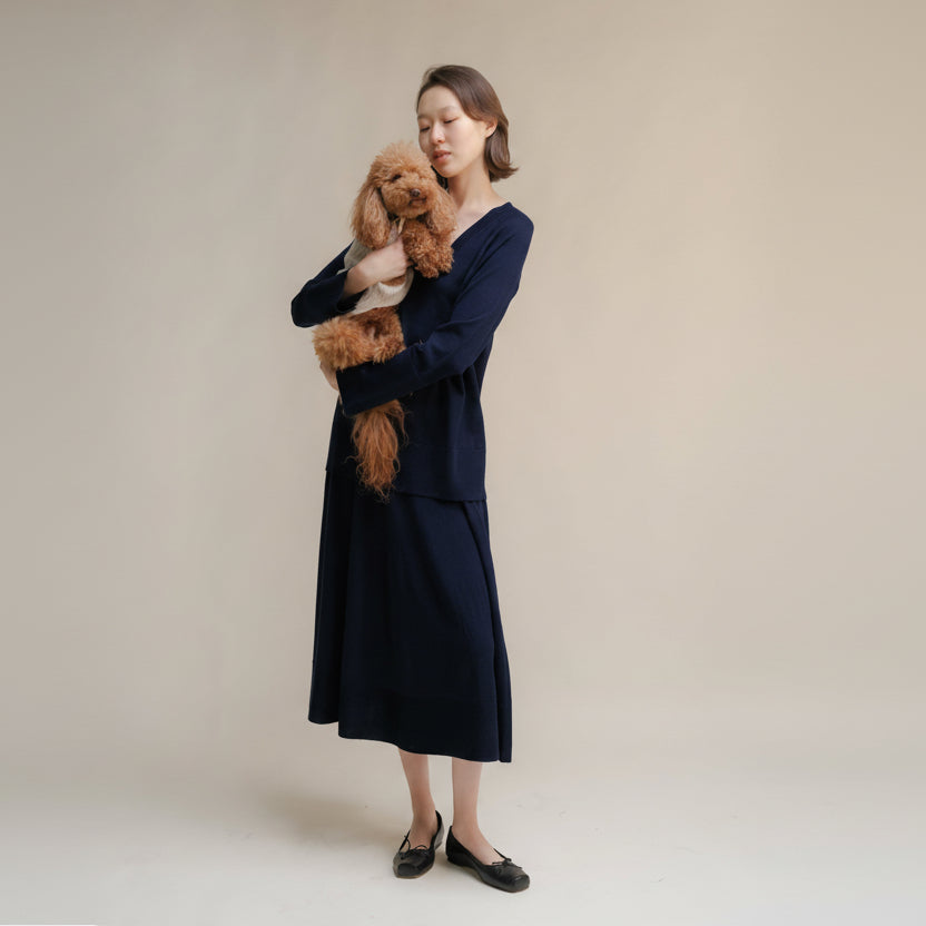 Extra Fine Merino Wool A-Line Skirt (3D-Knit)-9