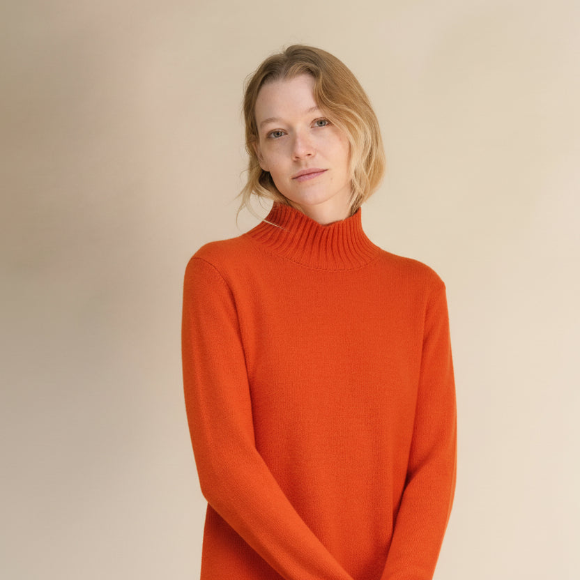 Cashmere Mix High Neck Midi Dress-7