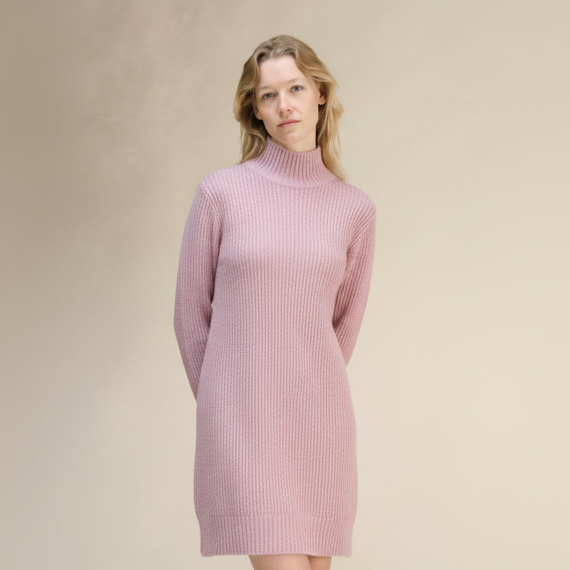 Cashmere Mix High Neck Midi Dress-10