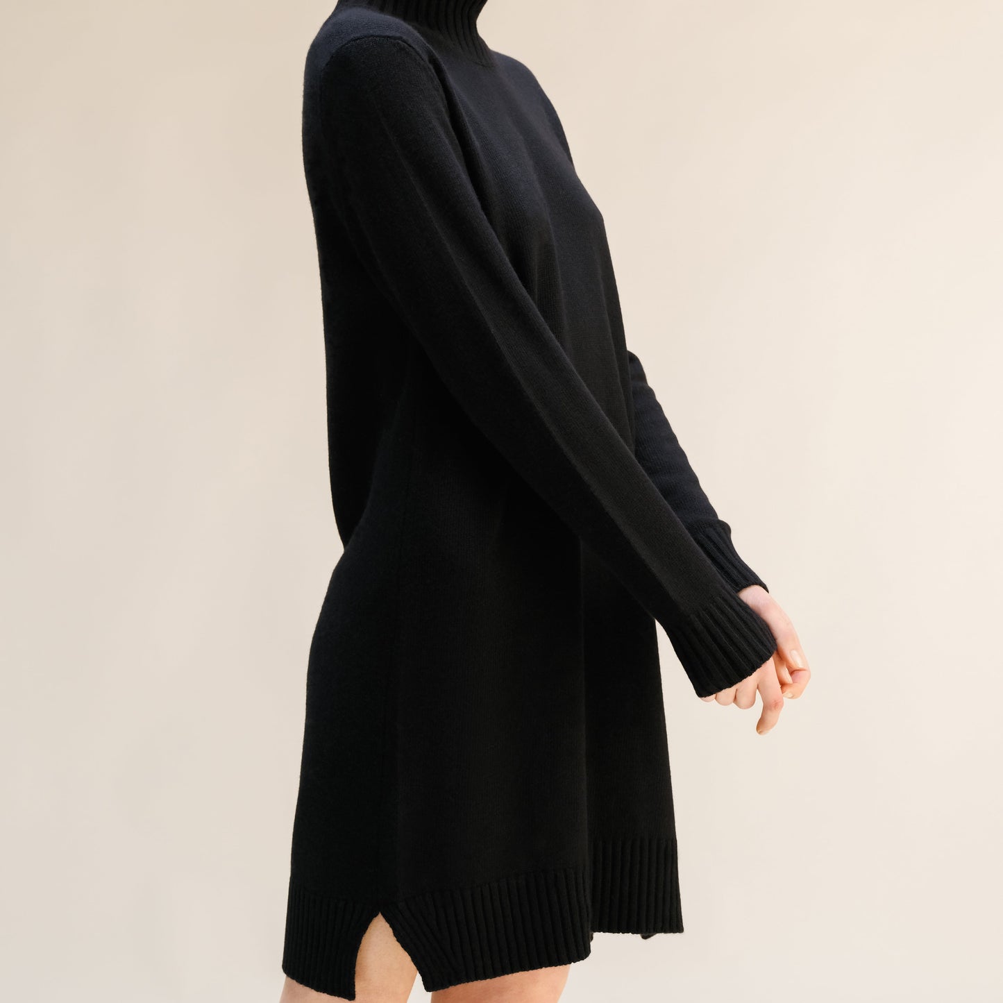 Cashmere Mix High Neck Midi Dress-16