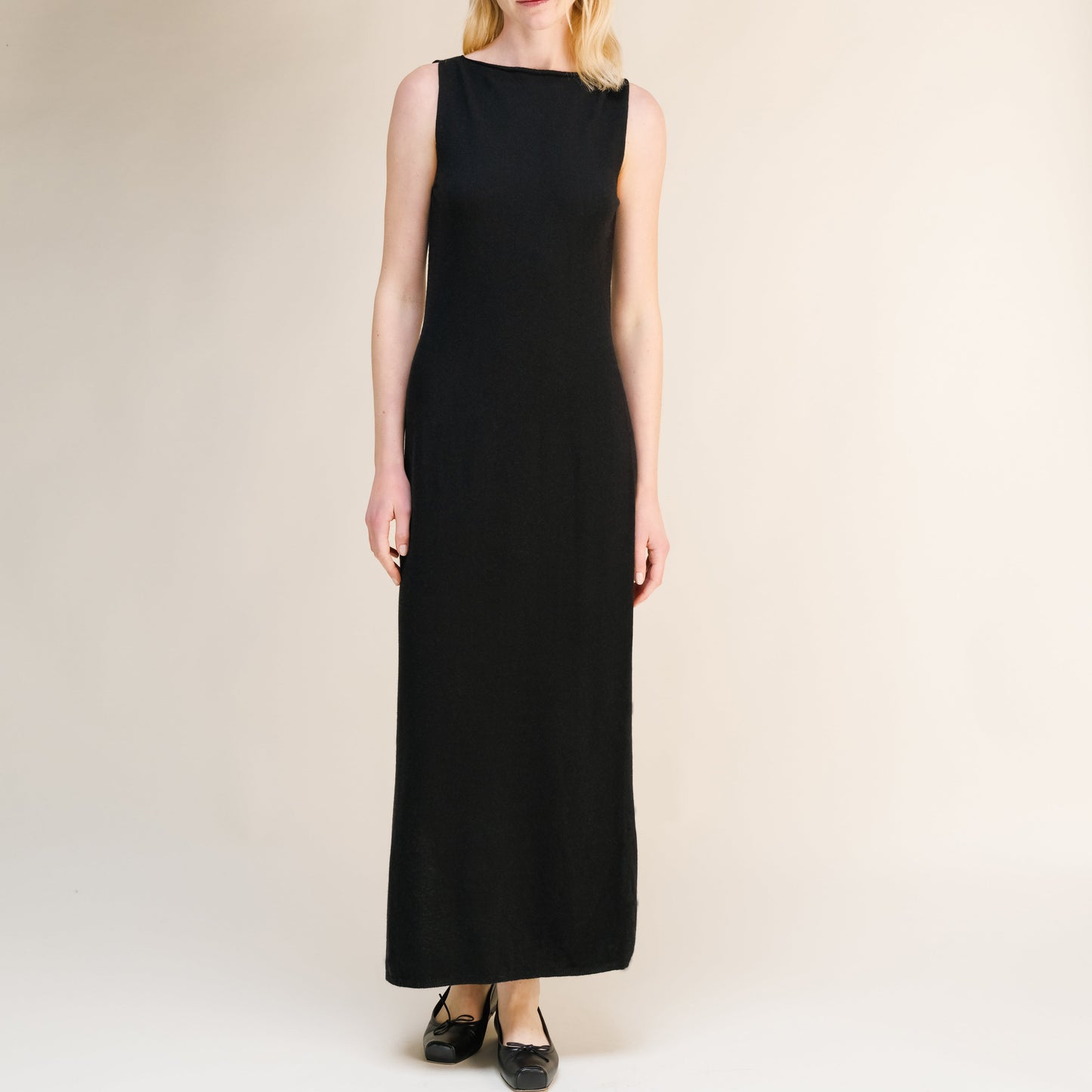 Kaschmir- Mix Ärmelloses Kleid mit Schlitz Kathy-5