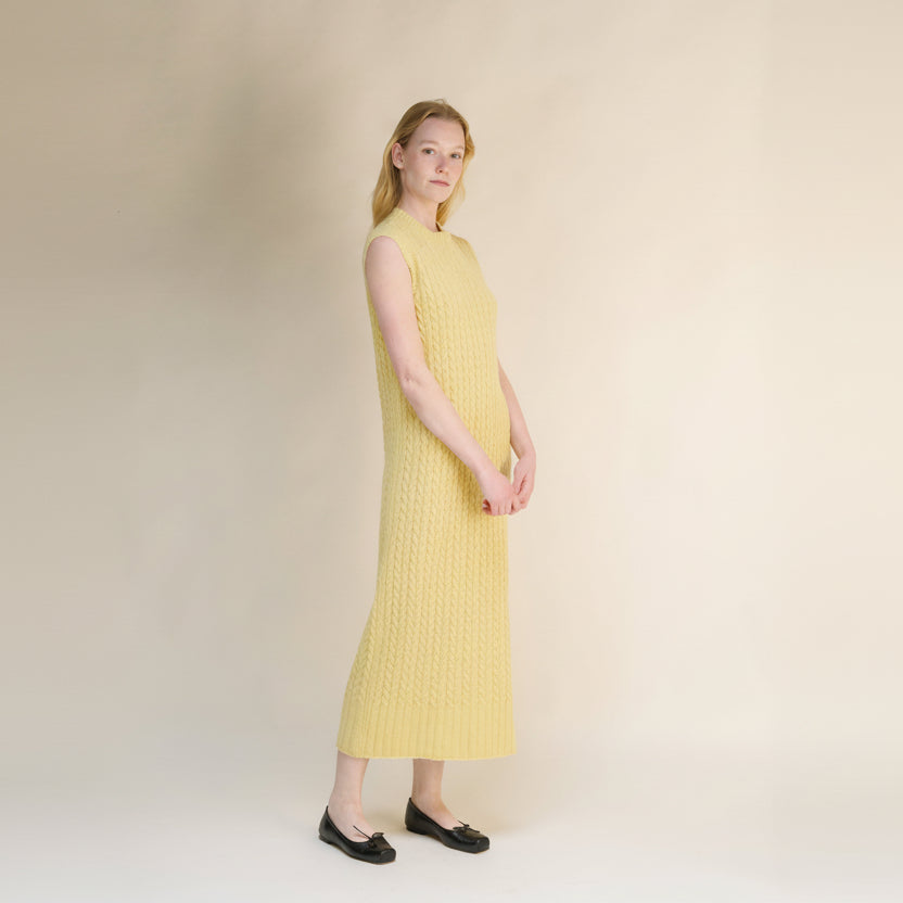 Cashmere Mix Sleeveless Cable Knit Dress-4