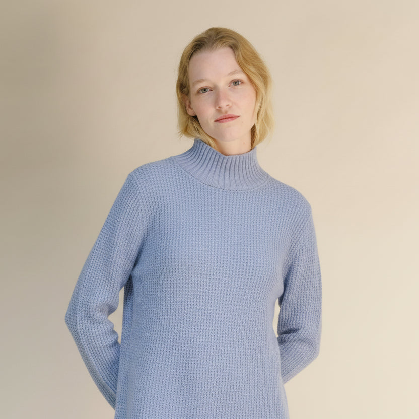 Cashmere Mix High Neck Midi Dress-12