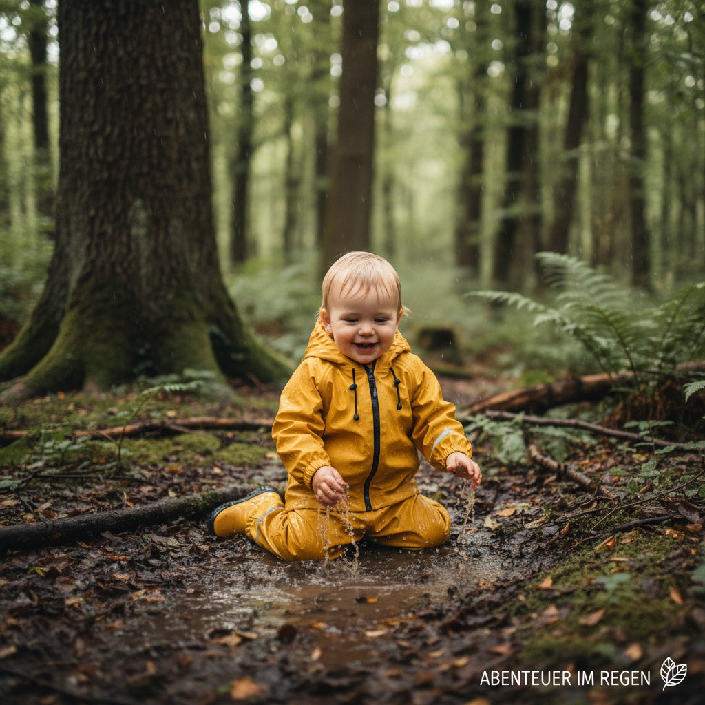 Regenjacke und Regenhose Gelb – mit Merinowolle – Futter