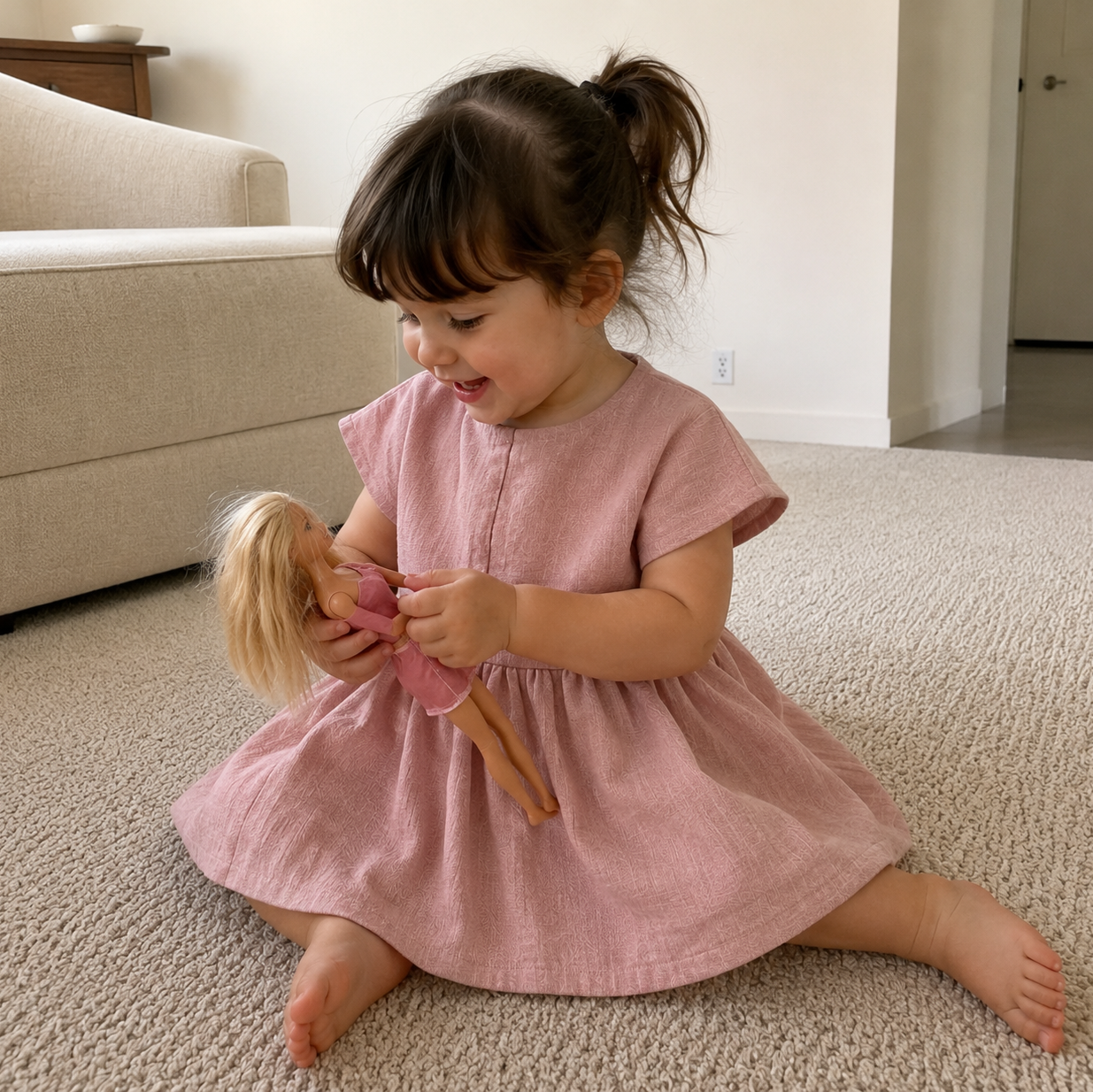 Ramie Kinder Kleid Rosa – 100% Naturfaser