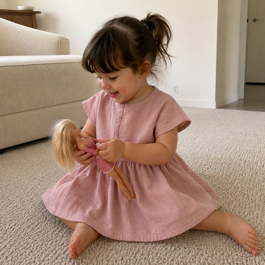 Ramie Kinder Kleid Rosa – 100% Naturfaser