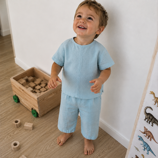 Ramie Kinder Set Blau – 100% Naturfaser