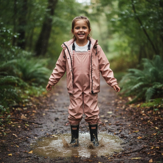 Regenjacke und Regenhose Rosa – mit Merinowolle – Futter