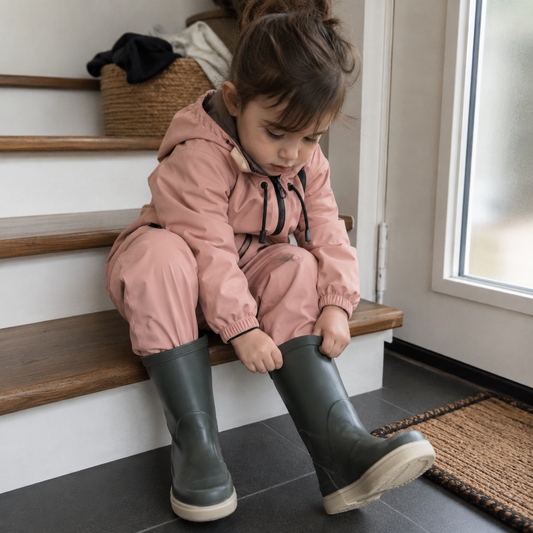 Regenjacke und Regenhose Rosa mit Merinowolle Futter