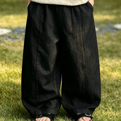 Weit geschnittene Leinenhose