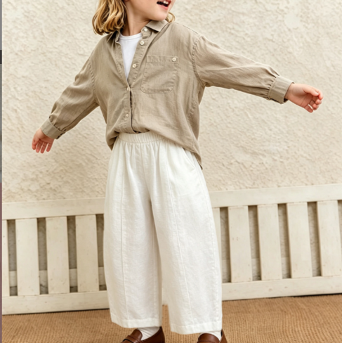 Weit geschnittene Leinenhose